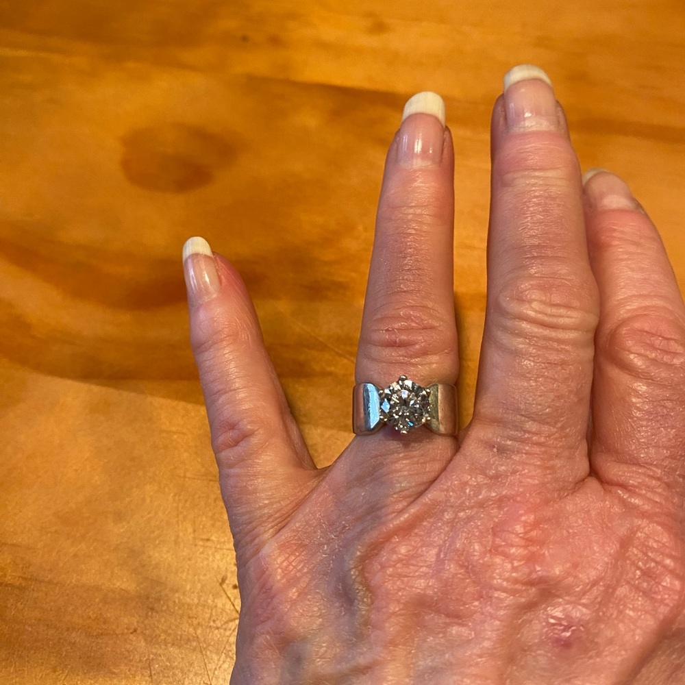 SOLD  Vintage Sterling Solitaire CZ Diamond Cut Stone Ring